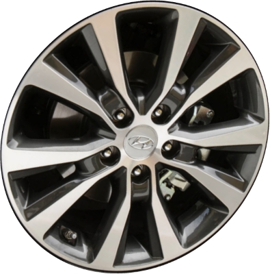 Hyundai Elantra 2018-2020 charcoal machined 17x7 aluminum wheels or rims. Hollander part number ALY70926, OEM part number 52910-G3300.