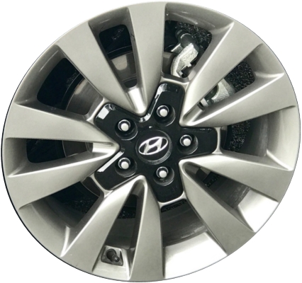 Hyundai Elantra 2018-2019 powder coat grey 18x7.5 aluminum wheels or rims. Hollander part number ALY70927, OEM part number 52910-G3400.