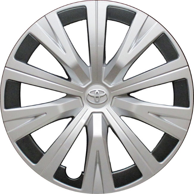 Toyota Camry 2018-2024, Plastic 10 Spoke, Single Hubcap or Wheel Cover For 16 Inch Steel Wheels. Hollander Part Number H61183.