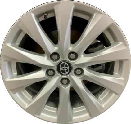 Toyota Camry 2018-2020 powder coat silver 17x7.5 aluminum wheels or rims. Hollander part number ALY75220, OEM part number 4261106E00, 4261133C00, 4261133C40, 4261133C60.