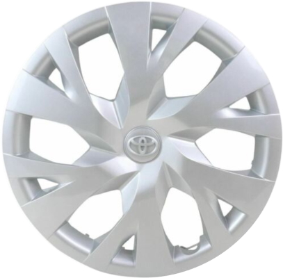Toyota Yaris 2018-2019, Plastic 6 Y-Spoke, Single Hubcap or Wheel Cover For 15 Inch Steel Wheels. Hollander Part Number H61184.