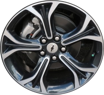 Chevrolet Cruze 2019 black machined 17x7.5 aluminum wheels or rims. Hollander part number ALY5881U45, OEM part number 42576165.