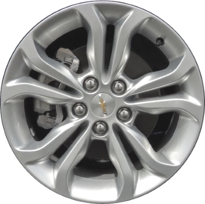 Chevrolet Cruze 2019 powder coat silver 16x7 aluminum wheels or rims. Hollander part number ALY5879, OEM part number 42500290.