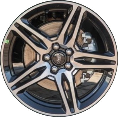 Ford Escape 2019 black machined 19x8 aluminum wheels or rims. Hollander part number ALY10199, OEM part number GJ5Z1007U.