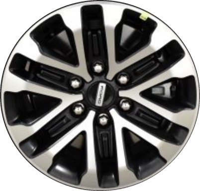 Ford F-150 2019-2020 black machined 17x8.5 aluminum wheels or rims. Hollander part number ALY96648/170268, OEM part number Not Yet Known.