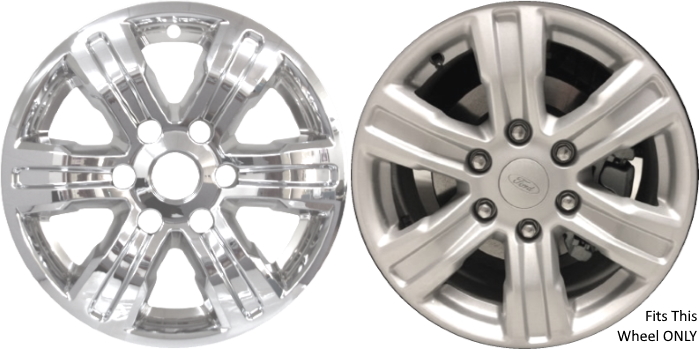 Ford Ranger 2019-2023 Chrome, 6 Spoke, Plastic Hubcaps, Wheel Covers, Wheel Skins, Imposters. ONLY Fits 17 Inch Alloy Wheel Pictured. Part Number IMP-439X/7966PC.