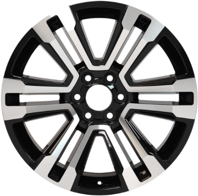 GMC Yukon 2018-2020 black machined 22x9 aluminum wheels or rims. Hollander part number ALY5822U45, OEM part number 84213107.