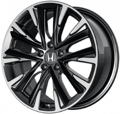 Honda Accord 2018-2022 powder coat black 19x8.5 aluminum wheels or rims. Hollander part number ALY63156, OEM part number 08W19TVA100A, 08W19TVA100C, 08W19TVA100E, 08W19TVA100B.