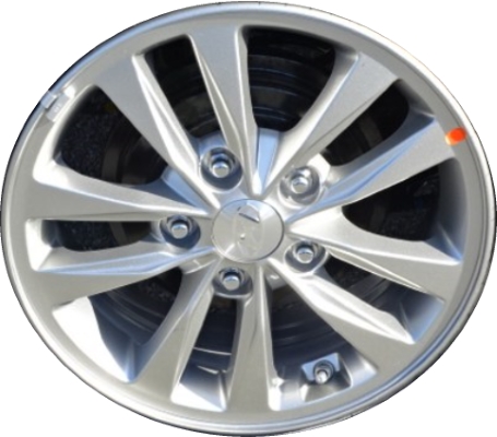 Hyundai Elantra 2019-2020 powder coat silver 15x6 aluminum wheels or rims. Hollander part number ALY70943, OEM part number 52910-F3500.