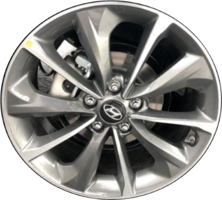 Hyundai Veloster 2019-2021 grey machined 18x7.5 aluminum wheels or rims. Hollander part number ALY70953, OEM part number 52910-J3150.
