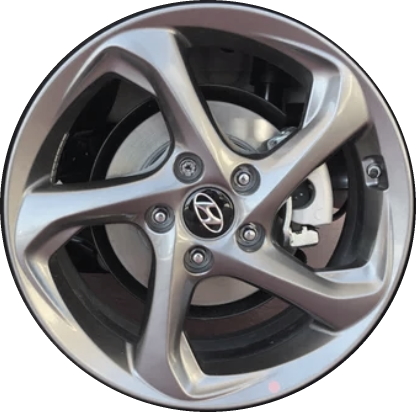 Hyundai Veloster 2019-2021 powder coat grey 17x7 aluminum wheels or rims. Hollander part number ALY70952, OEM part number 52910-J3050.