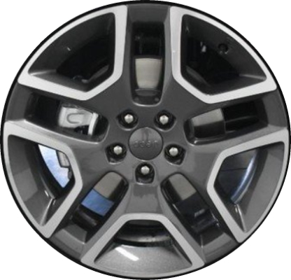 Jeep Renegade 2019-2022 charcoal machined 19x7.5 aluminum wheels or rims. Hollander part number ALY9227U30, OEM part number 6VN21MAAAA.