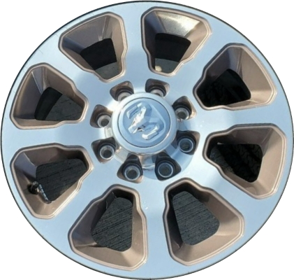Dodge Ram 2500 2019-2024, Ram 3500 SRW 2019-2024 tan polished 20x8 aluminum wheels or rims. Hollander part number 2698U91, OEM part number 6MS041UWAA.