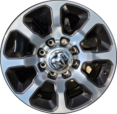 Dodge Ram 2500 2019-2024, Ram 3500 SRW 2019-2024 charcoal polished 20x8 aluminum wheels or rims. Hollander part number 2698U90, OEM part number 6MS041AUAA.