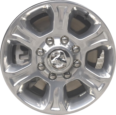 Dodge Ram 2500 2019-2024, Ram 3500 SRW 2019-2024 polished 18x8 aluminum wheels or rims. Hollander part number 2692A80, OEM part number 6MP64AAAAAA.