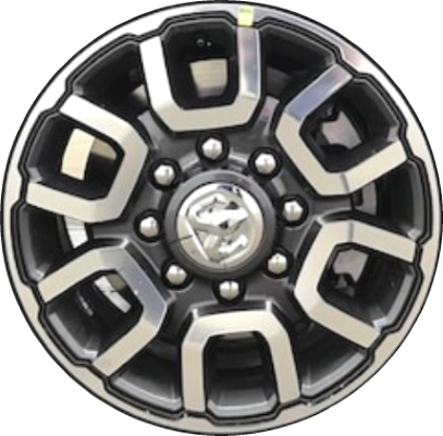 Dodge Ram 2500 2019-2024, Ram 3500 SRW 2019-2024 charcoal polished 18x8 aluminum wheels or rims. Hollander part number 2694U90, OEM part number 6MS031AUAA.