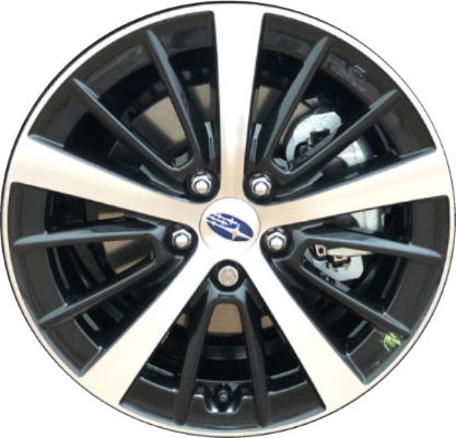 Subaru Impreza 2019-2023 black machined 16x6.5 aluminum wheels or rims. Hollander part number ALY68845U45, OEM part number 28111FL22A.