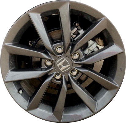 Honda Civic 2019-2021 powder coat dark grey 17x7 aluminum wheels or rims. Hollander part number ALY63158.LC180, OEM part number 42700TBAAB3.