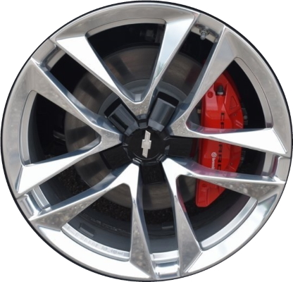 Chevrolet Camaro 2019-2024 polished 20x8.5 aluminum wheels or rims. Hollander part number ALY97952A80/200239, OEM part number Not Yet Known.