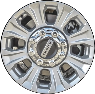Ford F-250 2020-2022, F-350 SRW 2020-2022 powder coat silver 18x8 aluminum wheels or rims. Hollander part number 10097U20, OEM part number LC3Z1007B.