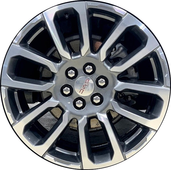 GMC Acadia 2020-2023 grey machined 20x8 aluminum wheels or rims. Hollander part number ALY14003, OEM part number 84120922.