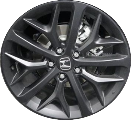 Honda Civic 2020-2021 powder coat matte black 18x8 aluminum wheels or rims. Hollander part number ALY63163U45/63164, OEM part number 42700TBFAB2.