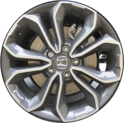 Honda CR-V 2020-2022 dark grey machined 18x7.5 aluminum wheels or rims. Hollander part number ALY63161, OEM part number 42700TLAL63, 42700TLAL64.