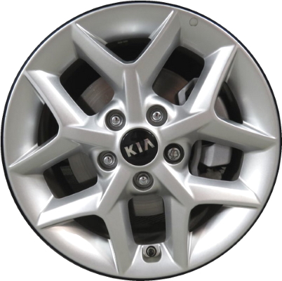 KIA SOUL 2020-2024 powder coat silver 16x6.5 aluminum wheels or rims. Hollander part number ALY74814, OEM part number 52910K0100.