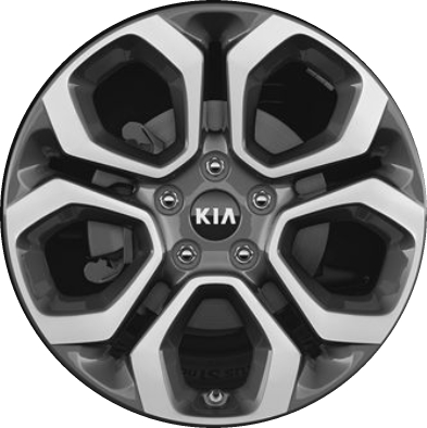 KIA SOUL 2020-2022 charcoal machined 18x7.5 aluminum wheels or rims. Hollander part number ALY74818, OEM part number K0529AB000.