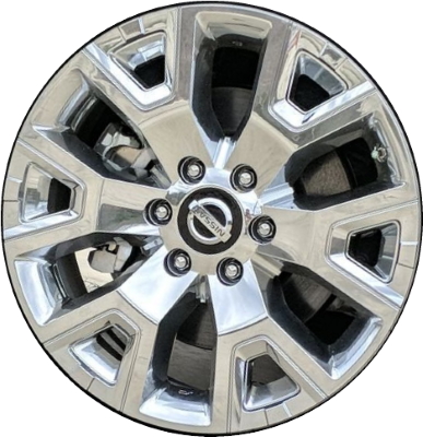 Nissan Titan 2020-2024 chrome clad 20x8 aluminum wheels or rims. Hollander part number ALYNQ016U86, OEM part number 40300-9FV5A.