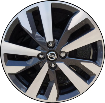 Nissan Versa 2020-2022 charcoal machined 17x6.5 aluminum wheels or rims. Hollander part number ALY62818, OEM part number 403005EF3E.