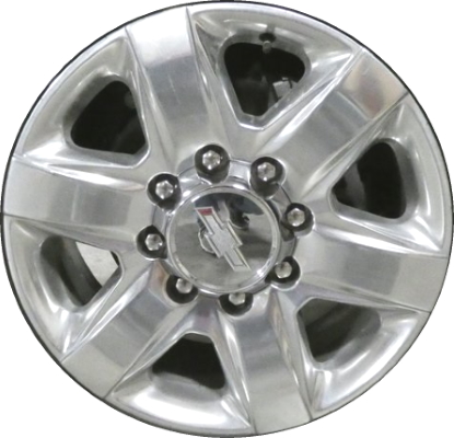 Chevrolet Silverado 2500 2020-2023, Silverado 3500 SRW 2020-2023 polished 20x8.5 aluminum wheels or rims. Hollander part number 5962, OEM part number 84125965, 84742715.