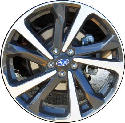 Subaru Impreza 2020-2023 black machined 18x7.5 aluminum wheels or rims. Hollander part number ALY68878, OEM part number 28111FL27A.