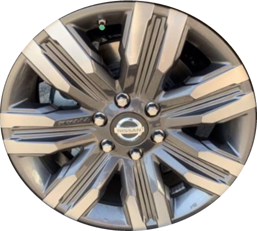 Nissan Titan XD 2020-2024 charcoal machined 20x7.5 aluminum wheels or rims. Hollander part number ALY96946U30, OEM part number 403009FV0D.