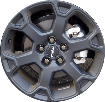 Toyota RAV4 2020-2024 powder coat matte black 18x7 aluminum wheels or rims. Hollander part number ALY75261, OEM part number PT758-42200-02.