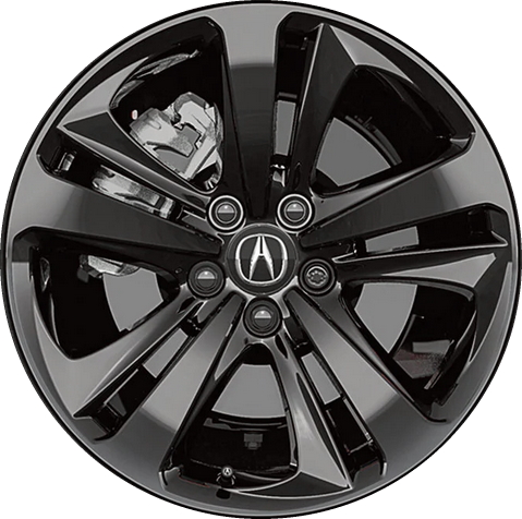 Acura TLX 2021-2024 powder coat black 19x8.5 aluminum wheels or rims. Hollander part number 10402d, OEM part number 08W19-TGV-200.