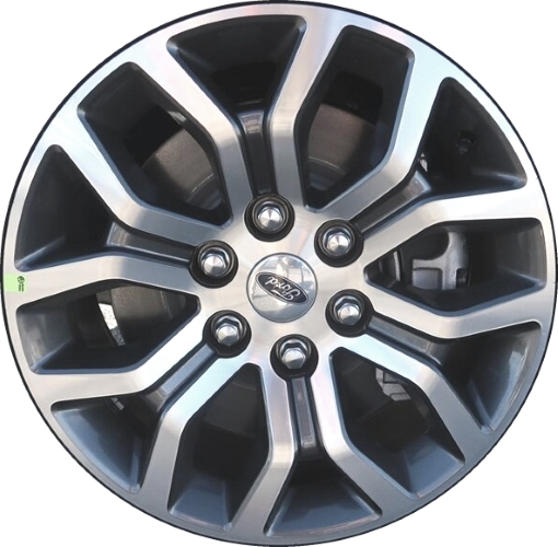 Ford F-150 2021-2023 dark grey machined 18x8.5 aluminum wheels or rims. Hollander part number ALY10342U35/95032, OEM part number ML3Z-1007-DA.