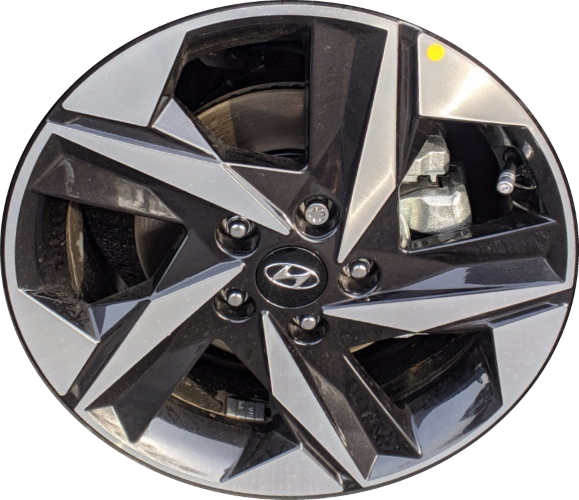 Hyundai Elantra 2021-2023 black machined 17x7 aluminum wheels or rims. Hollander part number ALY71003HH, OEM part number 52910-AA300, 52910-AB300.