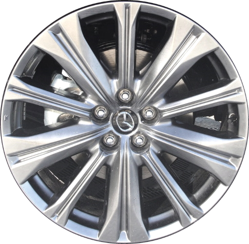 Mazda CX-9 2021-2023 powder coat hyper silver 20x8.5 aluminum wheels or rims. Hollander part number ALY65004/95015, OEM part number 9965158500.