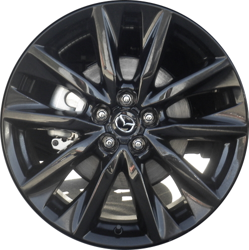 Mazda CX-9 2020-2023 powder coat black 20x8.5 aluminum wheels or rims. Hollander part number ALY64984U45, OEM part number 9965168500.