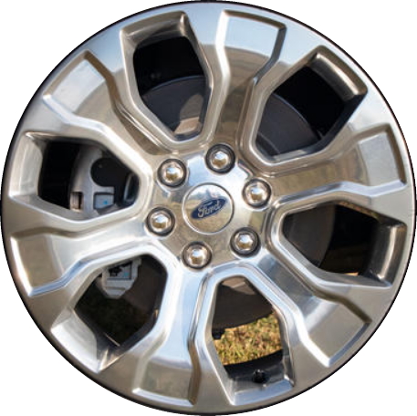 Ford F-150 2021-2023 polished 20x8.5 aluminum wheels or rims. Hollander part number ALY10348A80HH, OEM part number ML3Z-1007-LA.