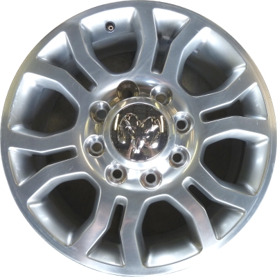 Dodge Ram 2500 2013-2018, Ram 3500 SRW 2013-2018, Ram Chassis Cab SRW 2013-2018 polished 18x8 aluminum wheels or rims. Hollander part number 2476, OEM part number Not Yet Known.
