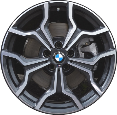 BMW X1 2020, X2 2018-2022 charcoal machined 19x8 aluminum wheels or rims. Hollander part number 86479, OEM part number 36108009759.