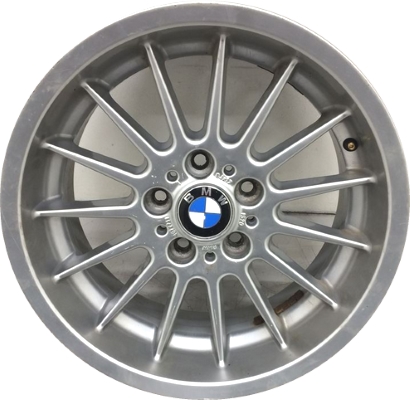 BMW 525i 2001-2003, 528i 1997-1999, 530i 2001-2003, 540i 1997-2003 powder coat hyper silver 17x8 aluminum wheels or rims. Hollander part number 59275U78, OEM part number 36111092961.