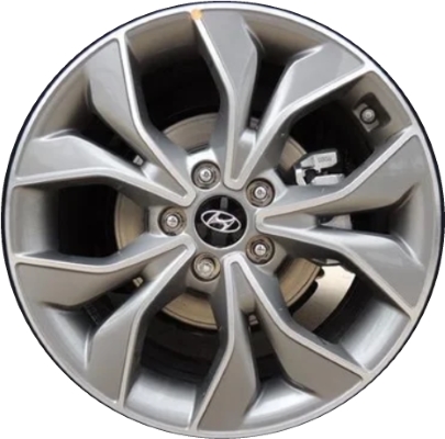 Hyundai Elantra 2019-2020 grey machined 18x7.5 aluminum wheels or rims. Hollander part number ALY70967, OEM part number 52910G3450.