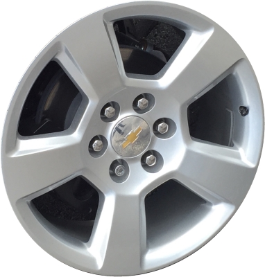 Chevrolet Silverado 1500 2016-2018 powder coat silver 20x9 aluminum wheels or rims. Hollander part number ALY5754U20/5652, OEM part number 23311825.