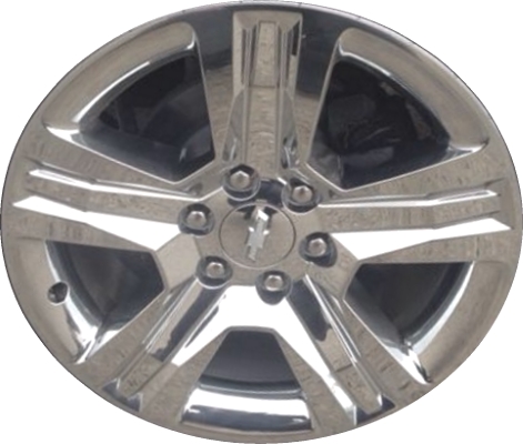 Chevrolet Silverado 1500 2016-2018, Silverado 1500 LD 2019 chrome clad 20x9 aluminum wheels or rims. Hollander part number 5755, OEM part number 23220754.