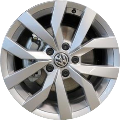 Volkswagen Golf 2018-2019 powder coat silver 17x7 aluminum wheels or rims. Hollander part number ALY70052, OEM part number 5GM601025P8Z8.