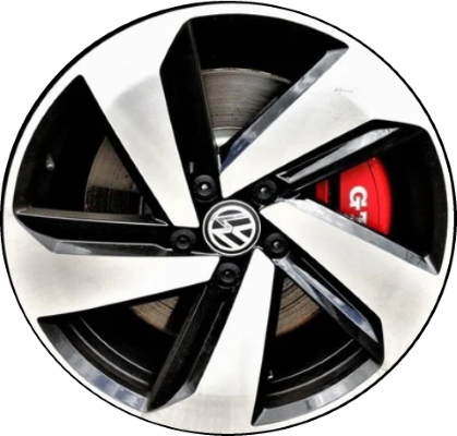 Volkswagen Golf 2019-2021 black machined 18x7.5 aluminum wheels or rims. Hollander part number ALY70056, OEM part number 5GM601025QFZZ.