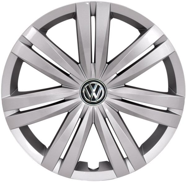 Volkswagen Jetta 2015-2017, Plastic 7 Double Spoke, Single Hubcap or Wheel Cover For 16 Inch Steel Wheels. Hollander Part Number H61595.